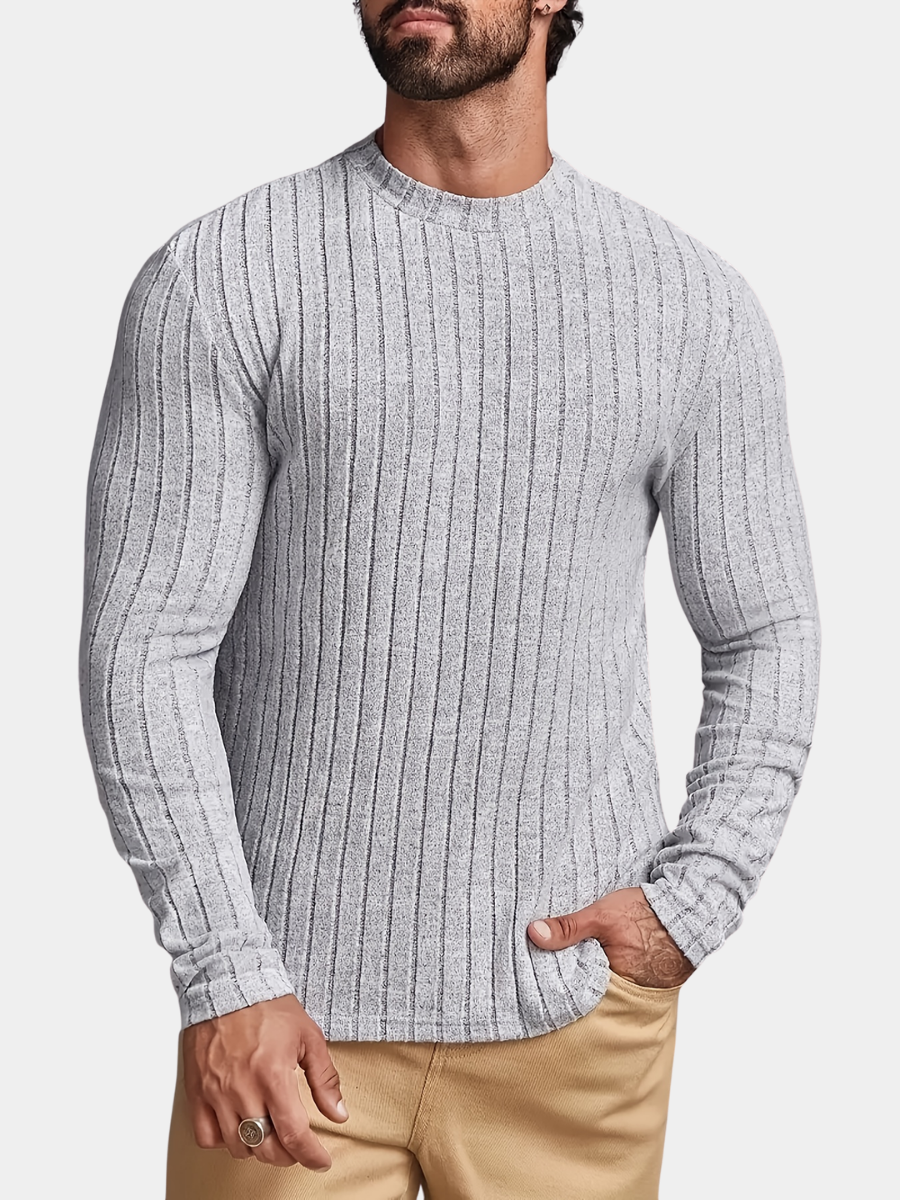 Pull à col rond côtelé pour homme