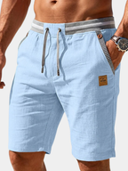 Shorts casuales para hombre con cordón, bolsillos con ribete en contraste y ajuste cómodo entallado