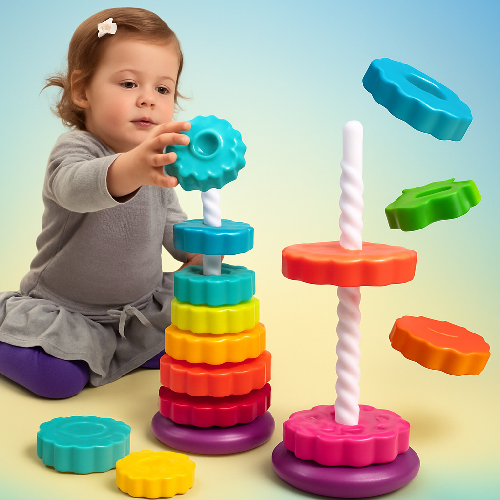 Juguete educativo de anillos apilables coloridos