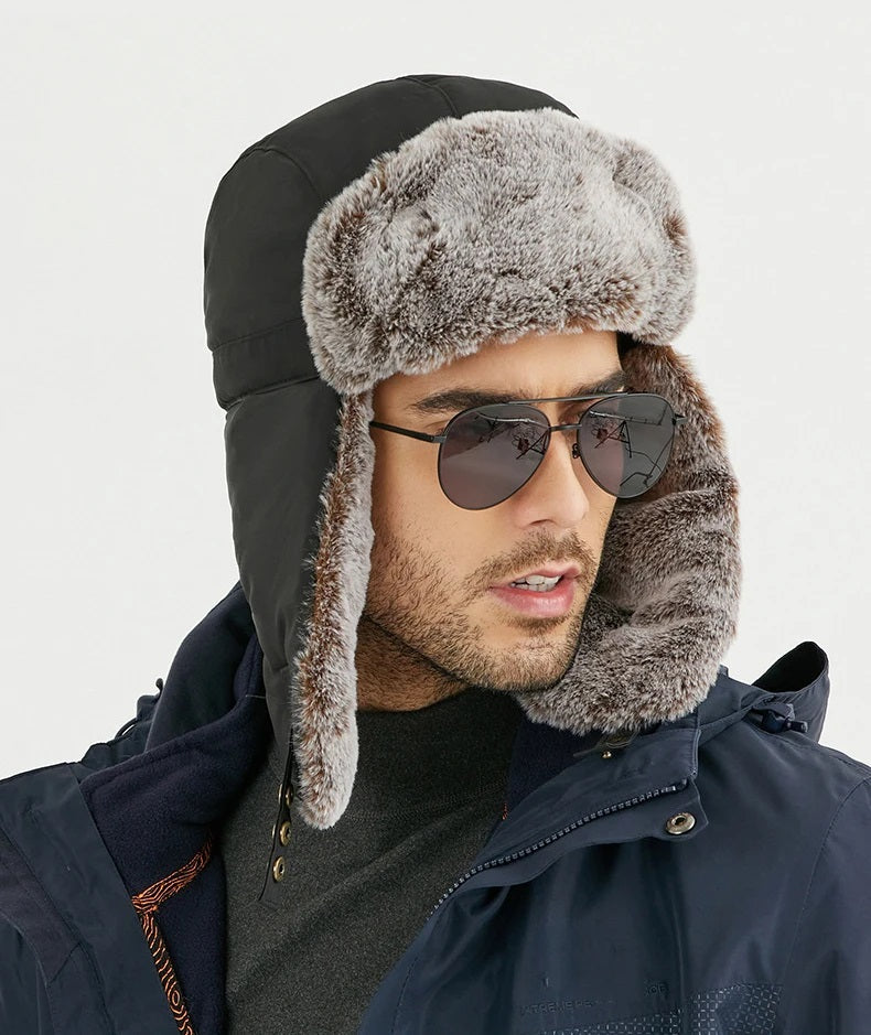 Faux Fur-Lined Winter Trapper Hat