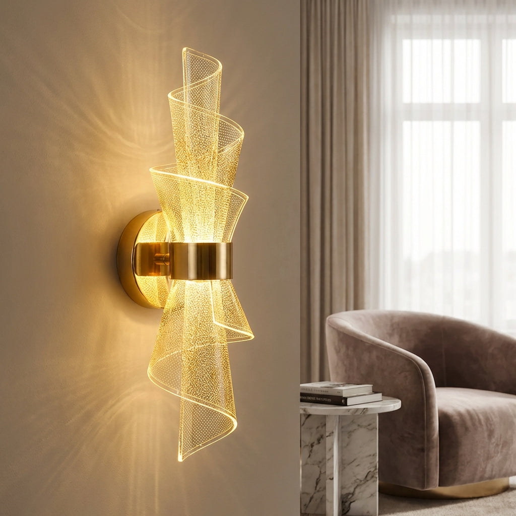 Skulpturale LED-Wandleuchte aus Acryl mit warmem Umgebungslicht