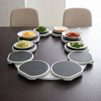 Bandeja modular giratoria para servir con múltiples compartimentos