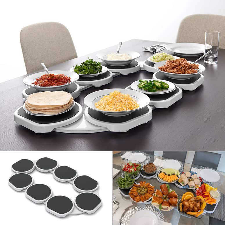 Bandeja modular giratoria para servir con múltiples compartimentos