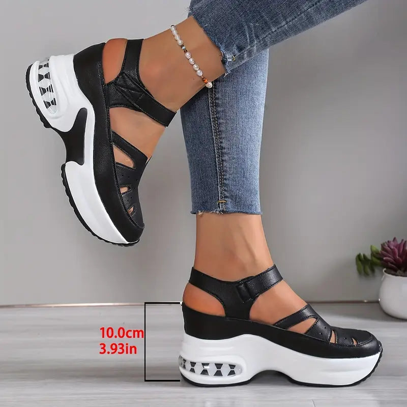 Dame platform-sandaler til gåture med justerbar rem  
