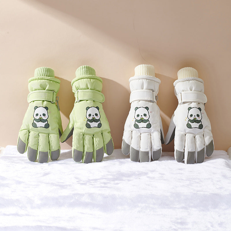 Forede vinterhandsker med pandadesign