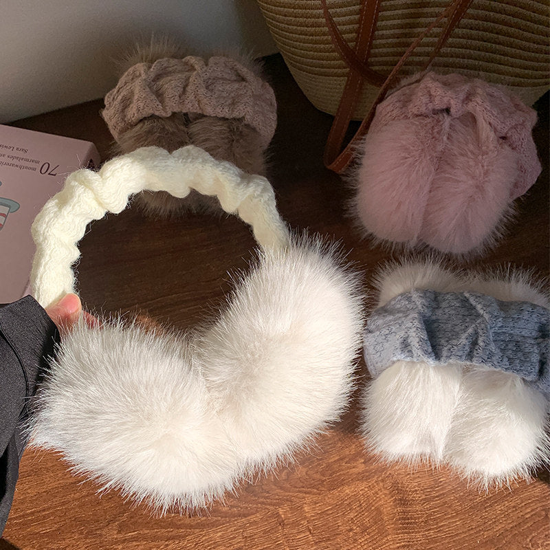 Cache-oreilles d’hiver en fausse fourrure avec bandeau tricoté