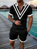 Men's Zip Neck Polo & Shorts Set