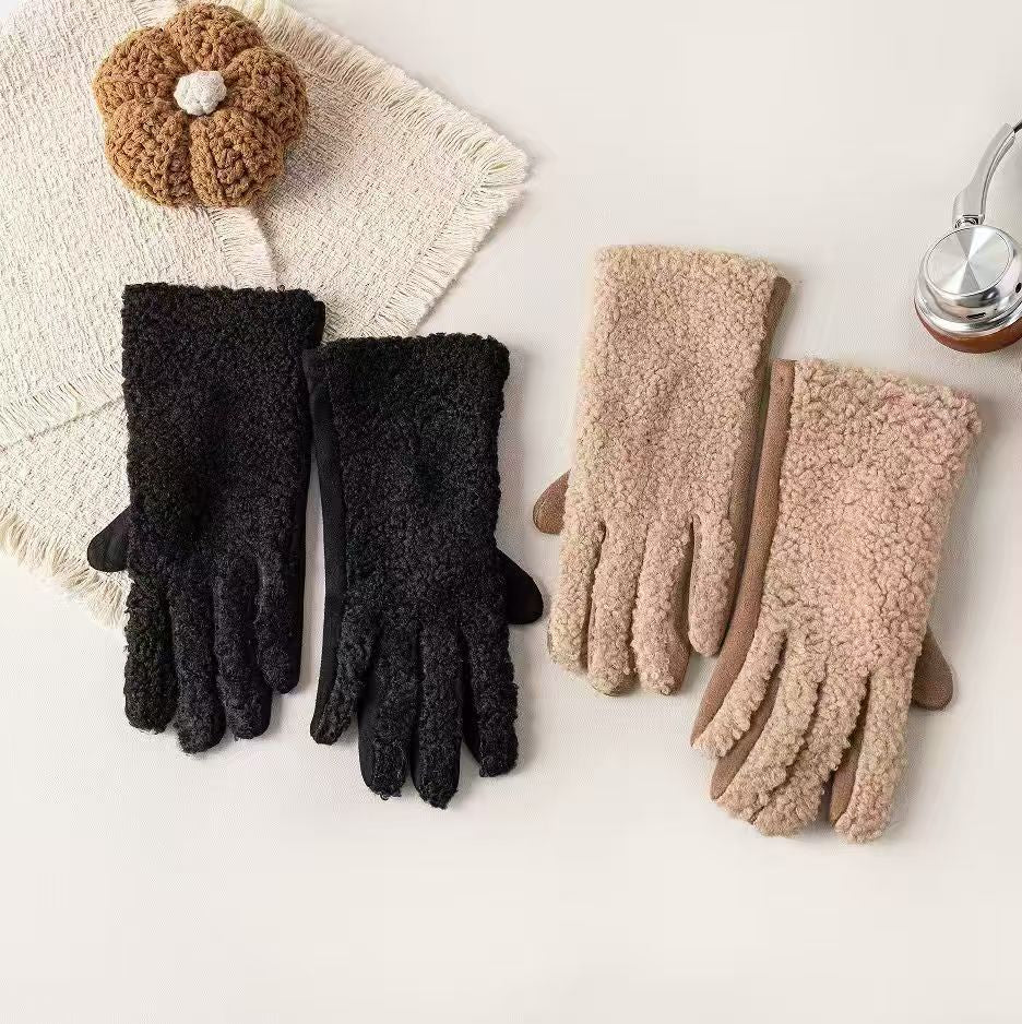 Vinterhandsker med fleece-look og struktur