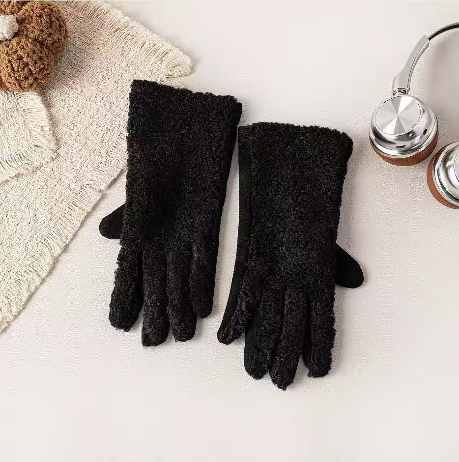 Vinterhandsker med fleece-look og struktur