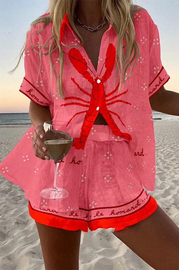 Women's Printed Summer Shirt and Shorts Set