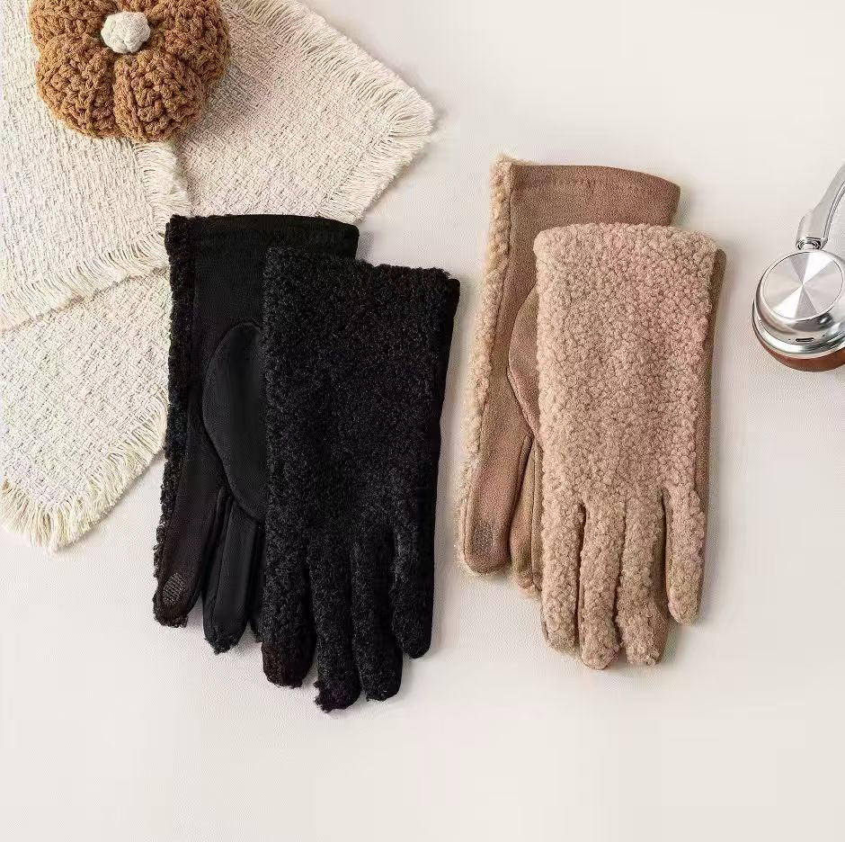 Vinterhandsker med fleece-look og struktur
