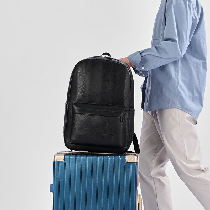 Zaino per laptop in pelle con scomparti organizzati