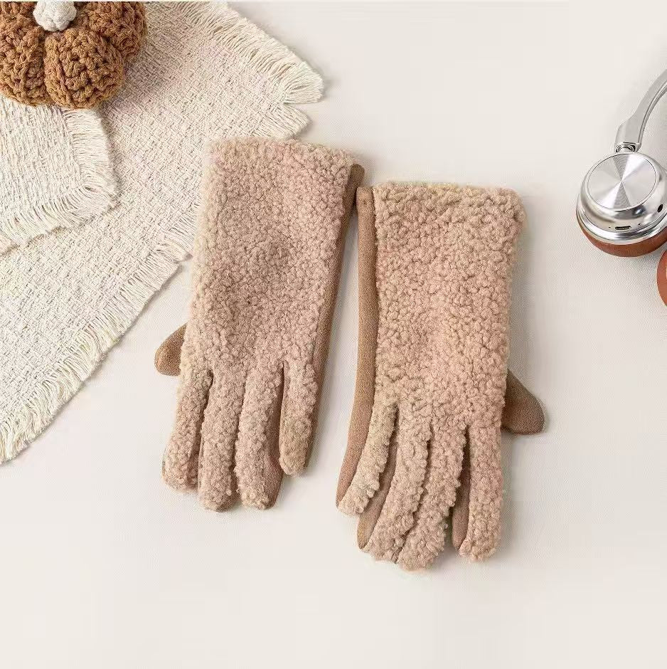 Vinterhandsker med fleece-look og struktur