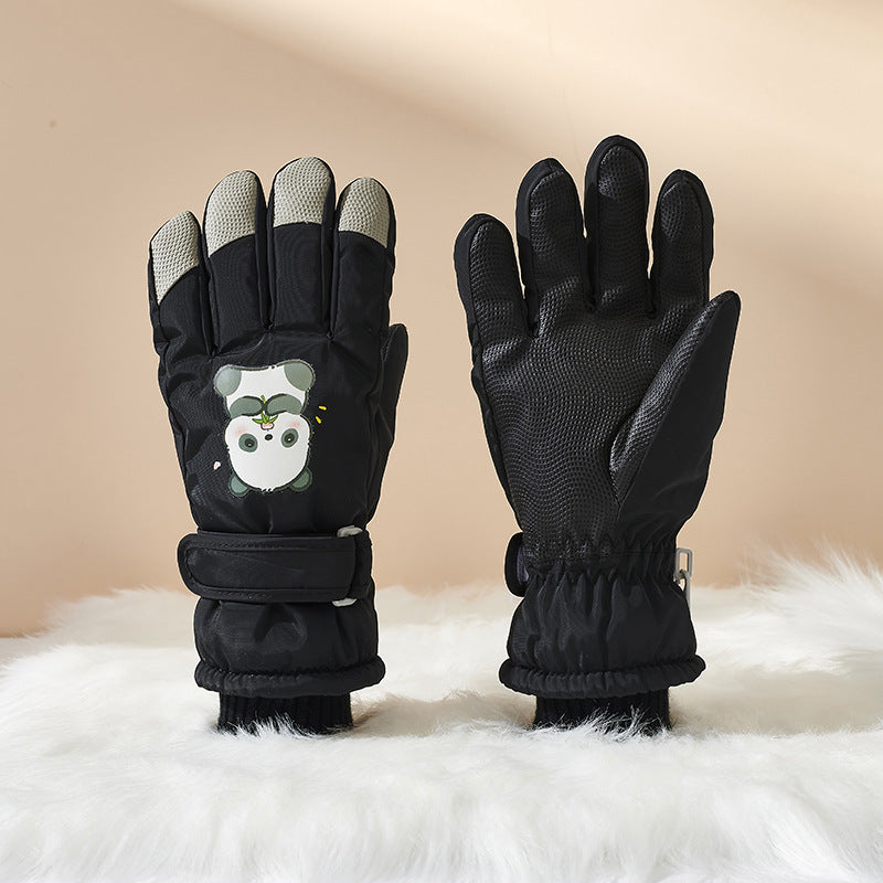 Forede vinterhandsker med pandadesign