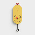 Reloj de pared infantil silencioso con péndulo y pollito de dibujos animados