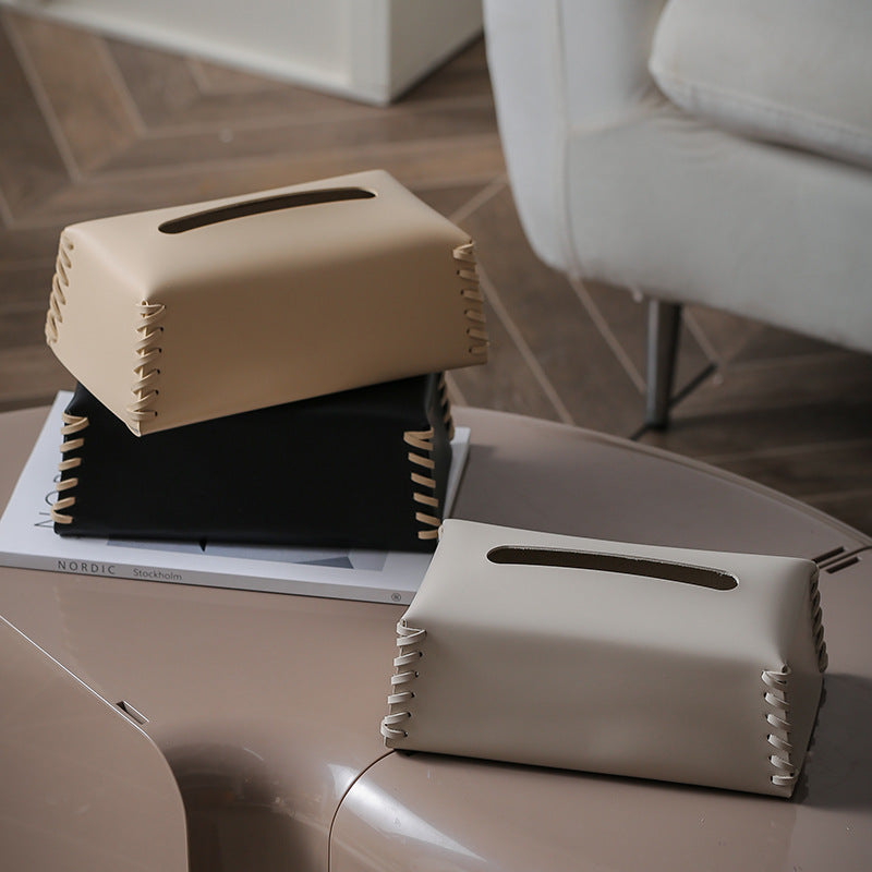 Housse rectangulaire pour boîte à mouchoirs avec coins décoratifs façon tressage