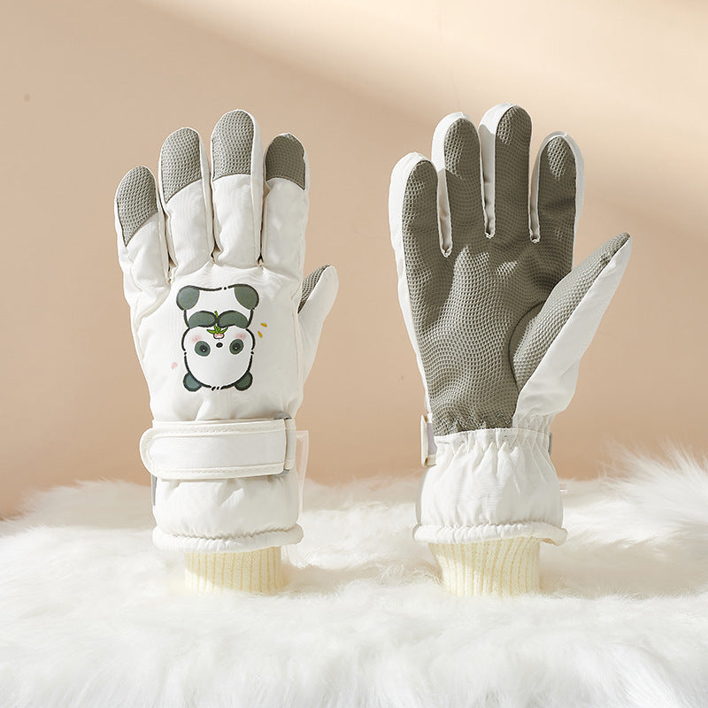 Forede vinterhandsker med pandadesign