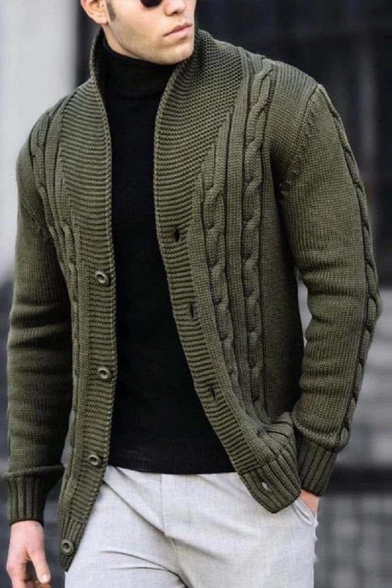 Men’s Cable Knit Shawl Cardigan