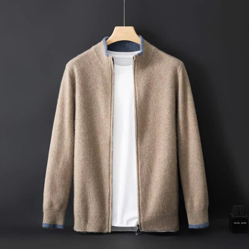 Cárdigan de punto minimalista con cremallera para hombre