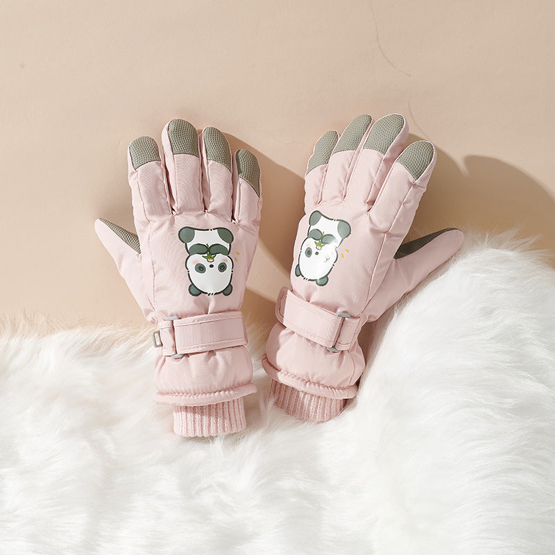 Forede vinterhandsker med pandadesign