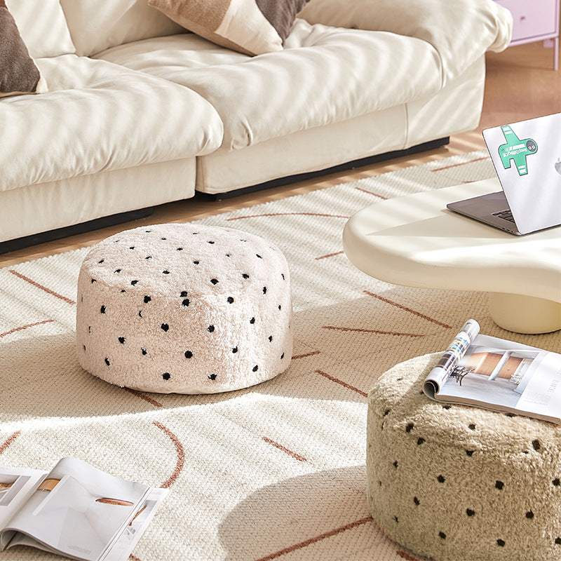 Round Plush Floor Pouffe