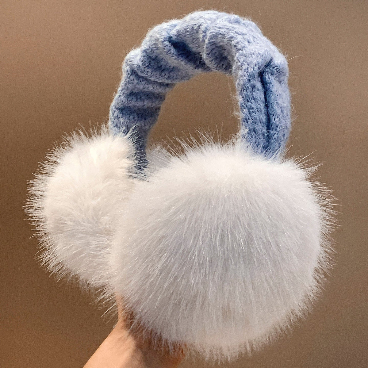 Faux Fur Winter Earmuffs with Knitted Headband