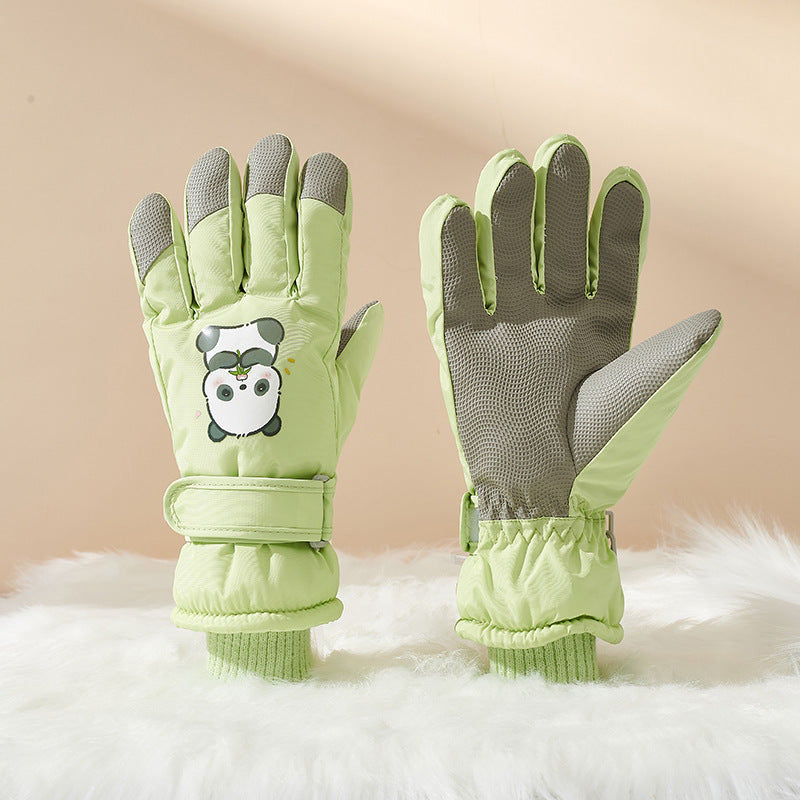 Forede vinterhandsker med pandadesign