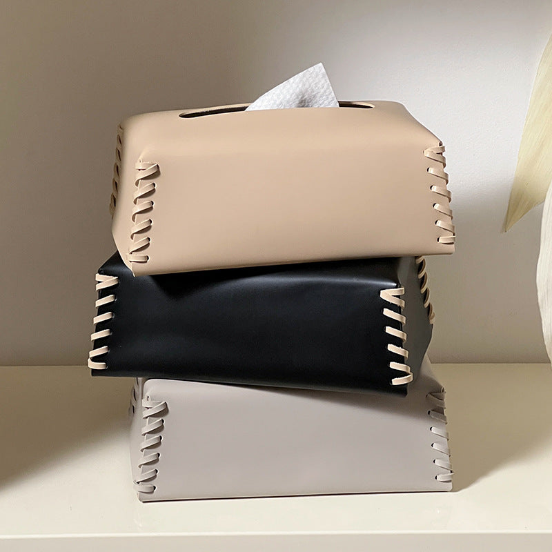 Housse rectangulaire pour boîte à mouchoirs avec coins décoratifs façon tressage