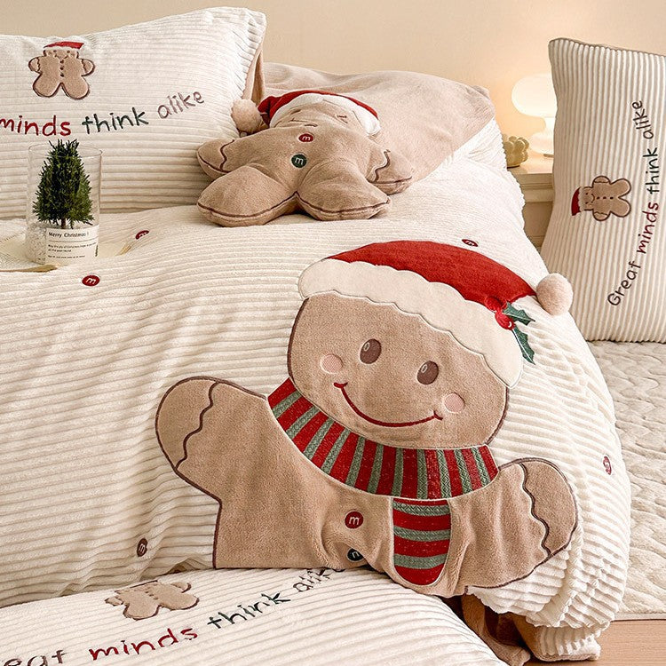 Dyne- og pudebetræk med julemotiv, quiltet sæt