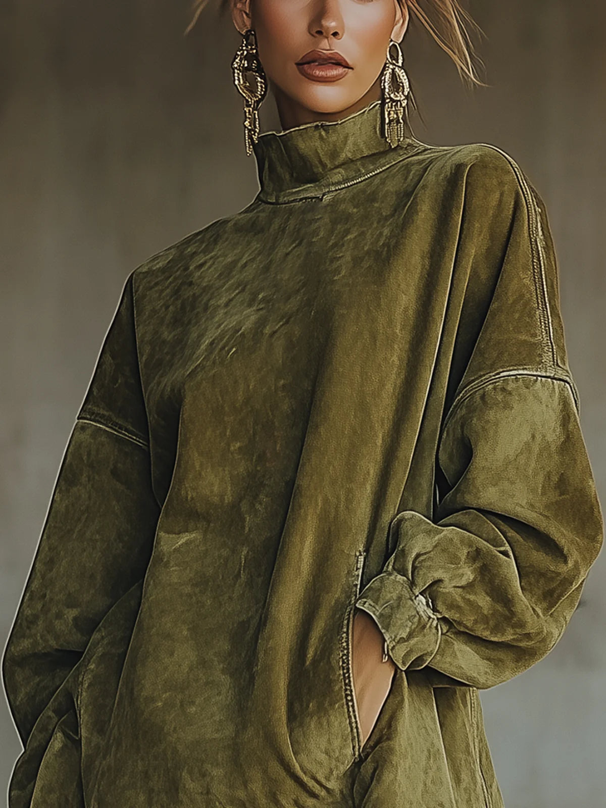 Women's Fringe Hem Turtleneck Tunic