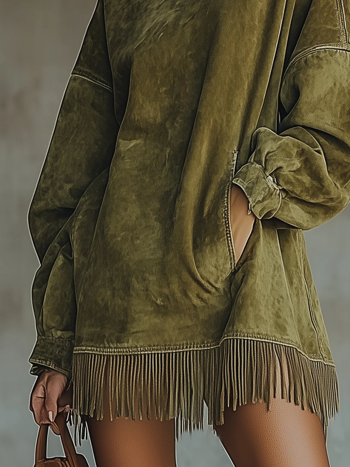 Women's Fringe Hem Turtleneck Tunic