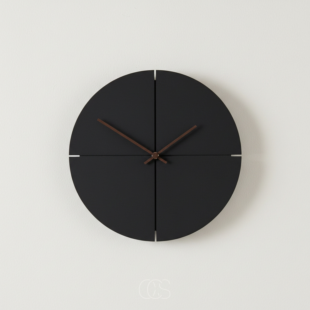 Orologio da parete rotondo minimalista con quadrante geometrico e display analogico