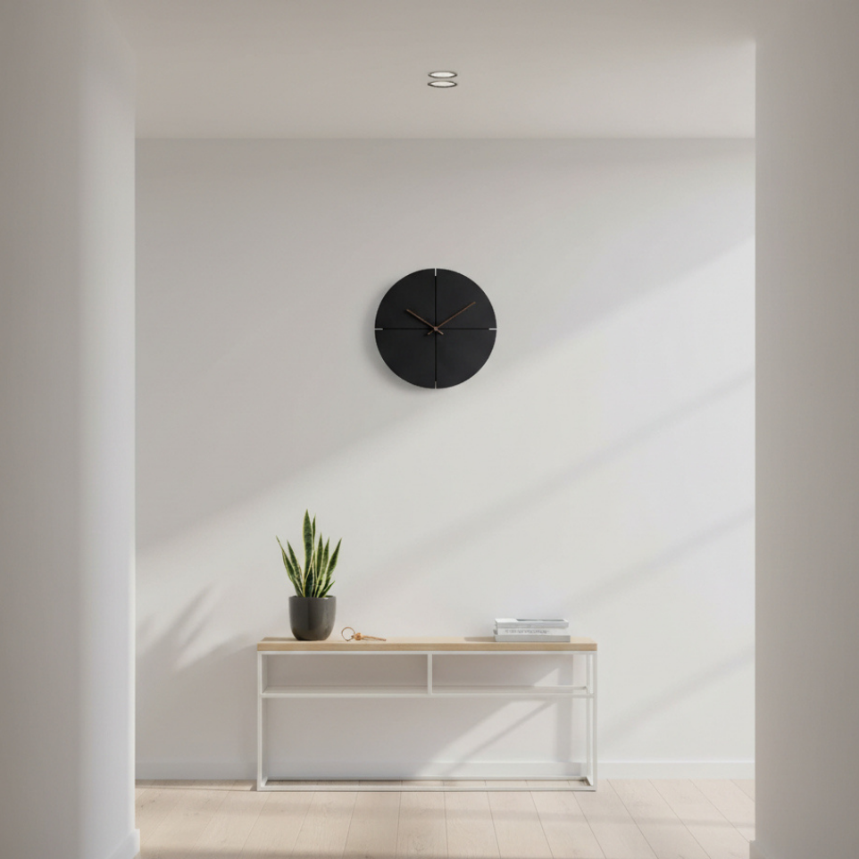 Orologio da parete rotondo minimalista con quadrante geometrico e display analogico