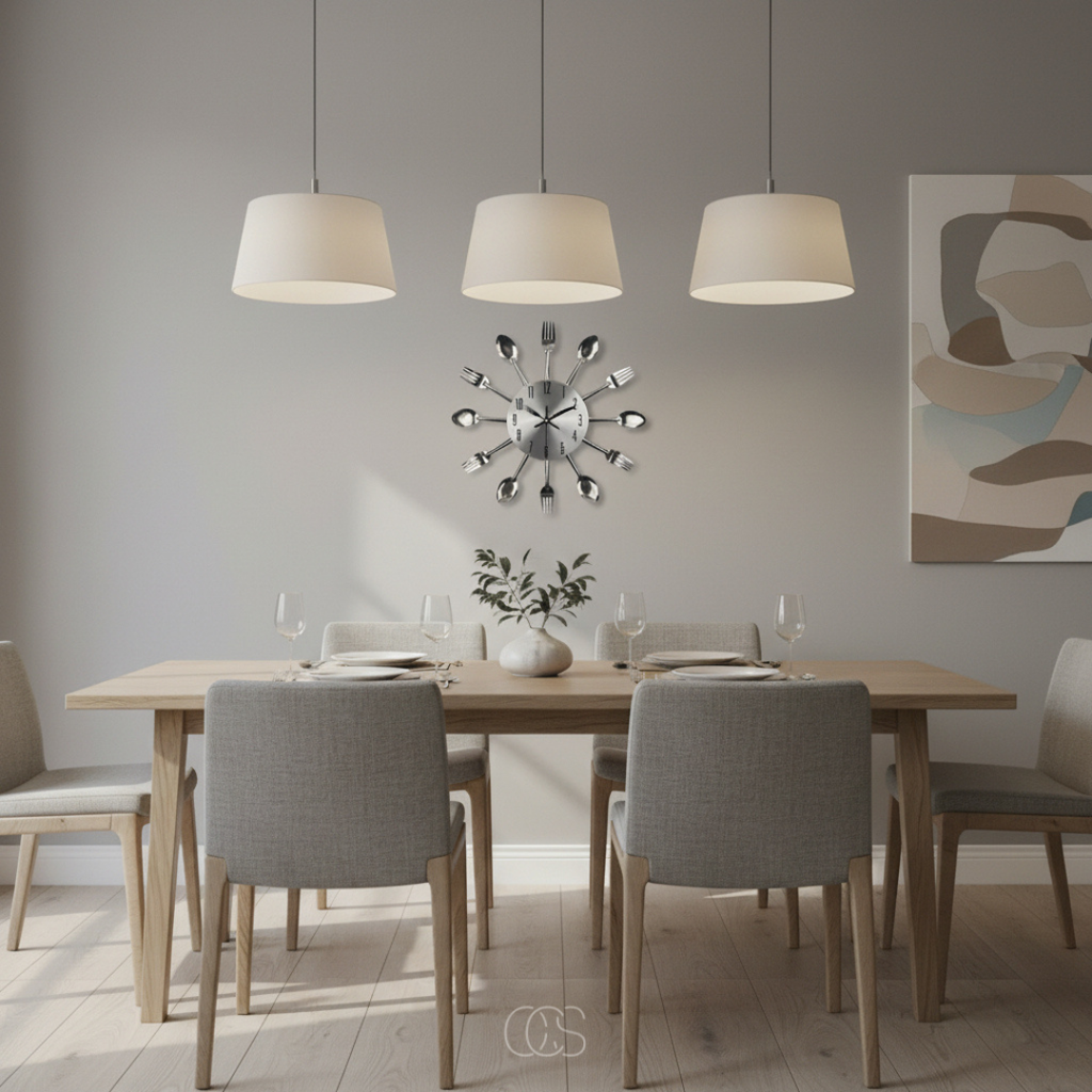 Decorative Wall Clock with Spoon and Fork Accents for Kitchen and Dining Room Décor