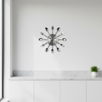 Decorative Wall Clock with Spoon and Fork Accents for Kitchen and Dining Room Décor