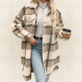Women’s Long Plaid Teddy Coat