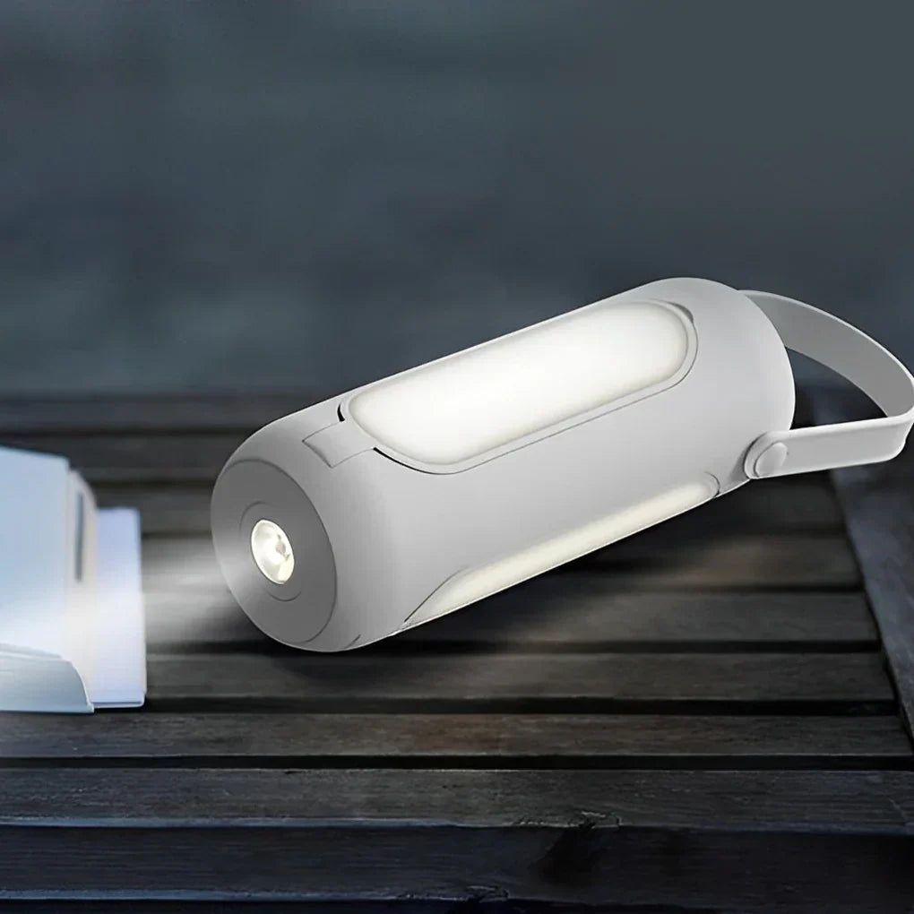 Genopladelig, sammenklappelig LED-campinglygte med powerbank