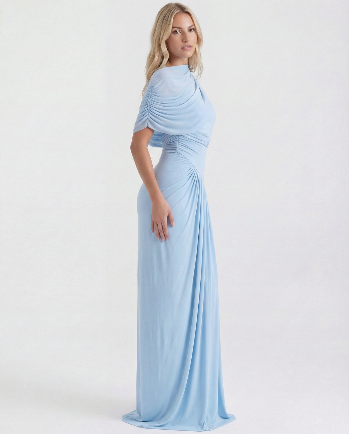 Kvinders draperede maxikjole til elegant aften- og formel styling