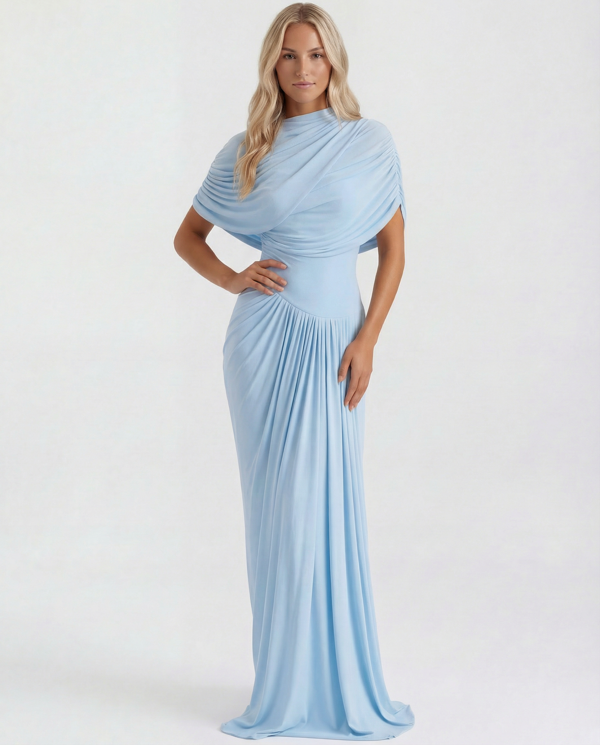 Kvinders draperede maxikjole til elegant aften- og formel styling