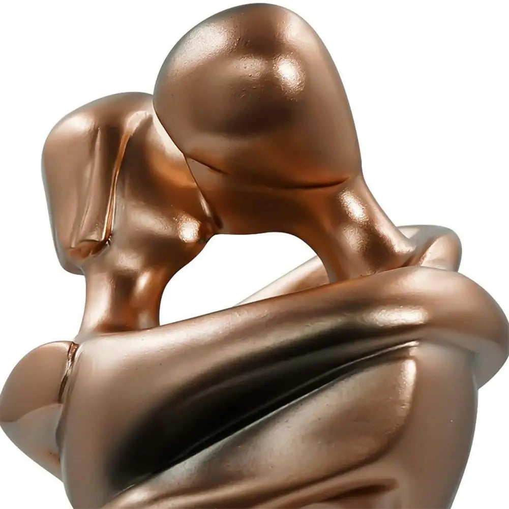 Escultura romántica de pareja con elegantes figuras abrazadas para decorar el hogar