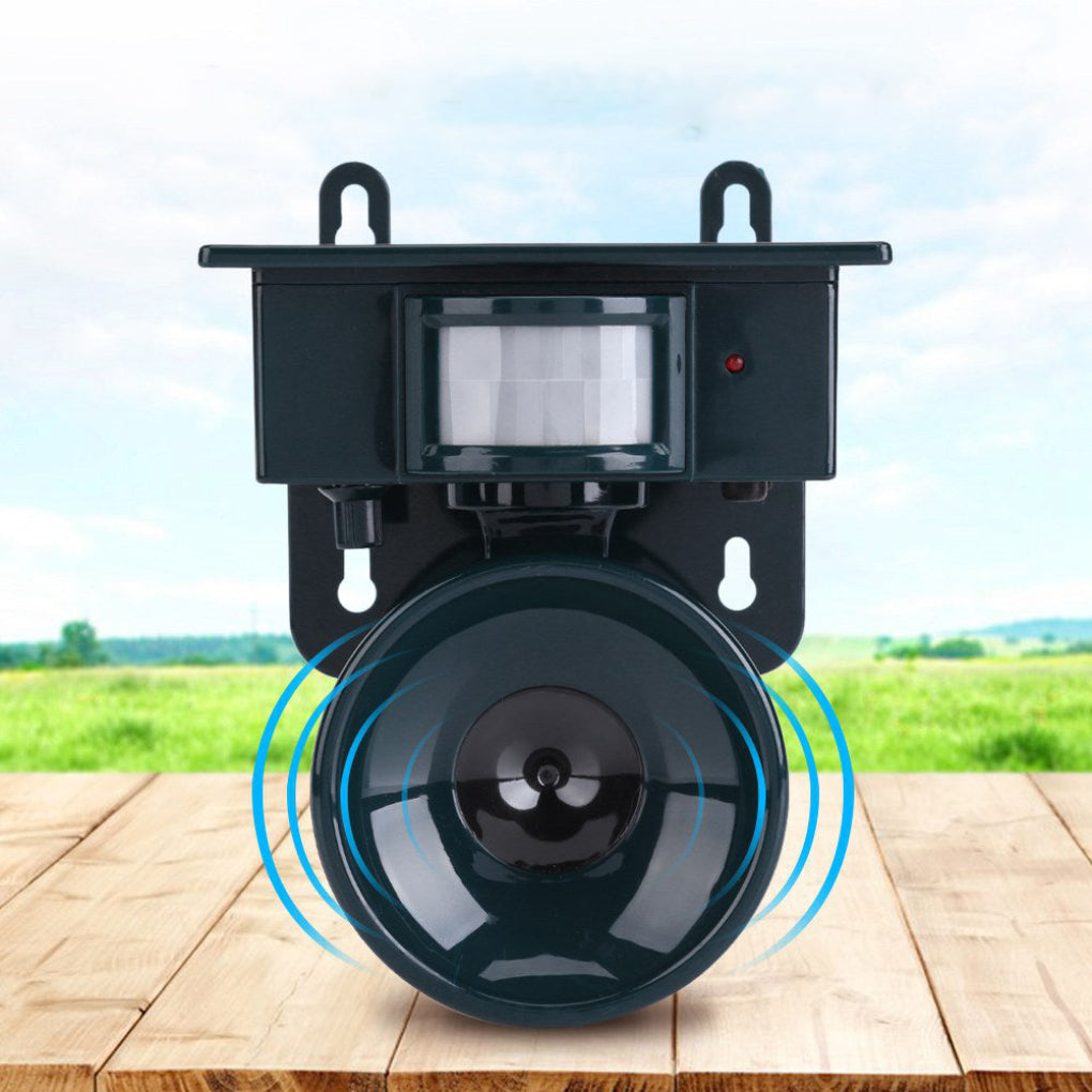 Ahuyentador de aves con sensor de movimiento para exteriores y modos de sonido ajustables