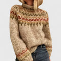 Damski sweter z golfem i wzorem Fair Isle