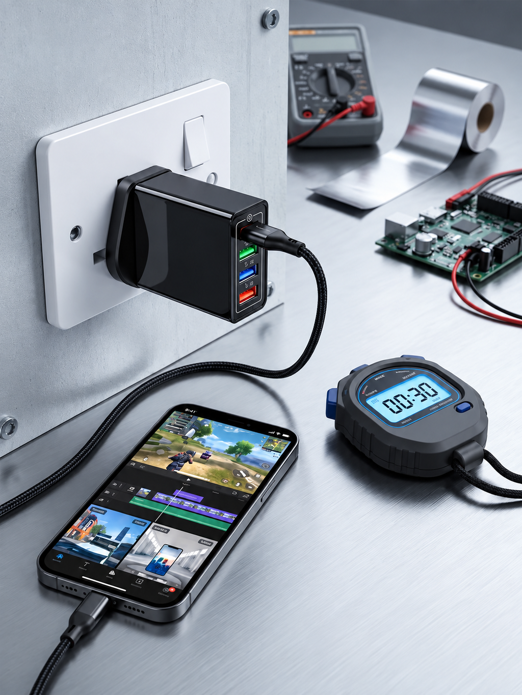 Four-Port USB Wall Charger with Multi-Device Charging