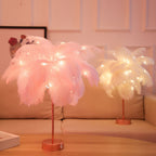 Lampada da tavolo LED con piume di struzzo