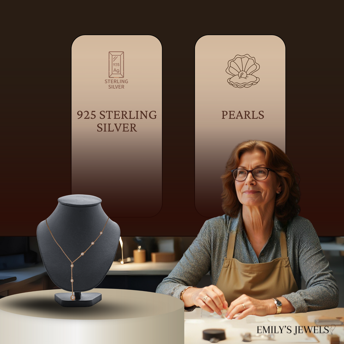 Collana a Y da donna con perla pendente