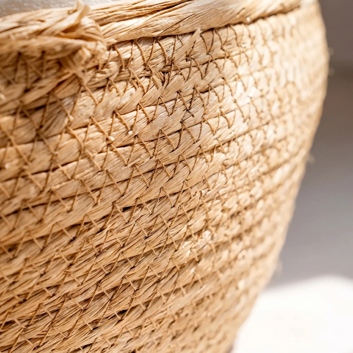 Woven Round Pet Bed with Plush Cushion