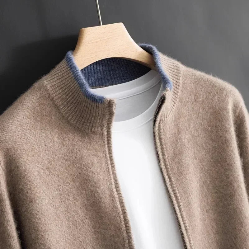Cárdigan de punto minimalista con cremallera para hombre
