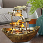 Fontaine à eau de table à quatre niveaux en forme de feuille de lotus