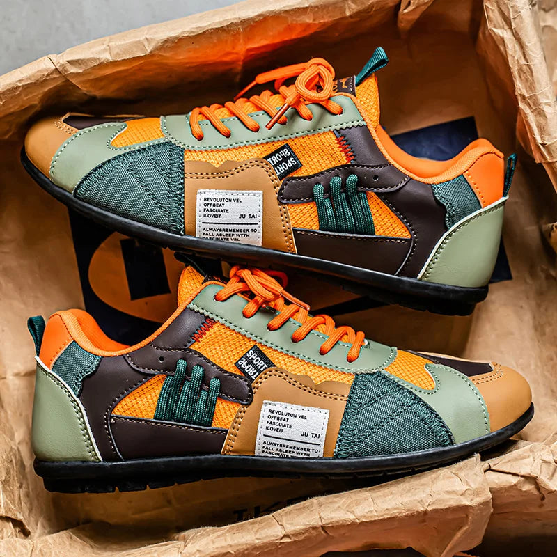 Men's Color Block Lace-Up Casual Walking Sneakers