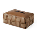 Woven Basket Design Tissue Box Holder with Black and Beige Finish